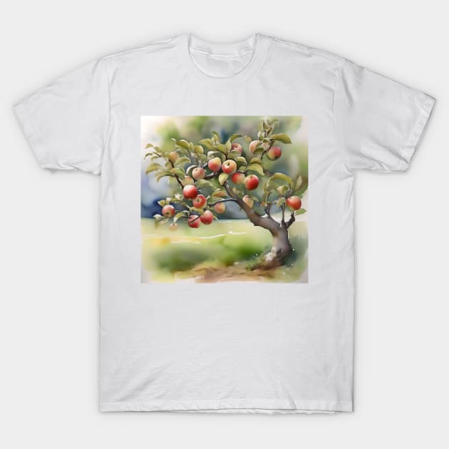 Apple Tree Day - January 6 - Watercolor & Pen T-Shirt by Oldetimemercan